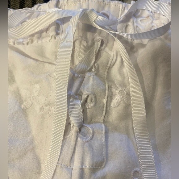 Juniors White lace shorts, ribbon lace up back, patriotic wear, 4th of July, S - Picture 4 of 8